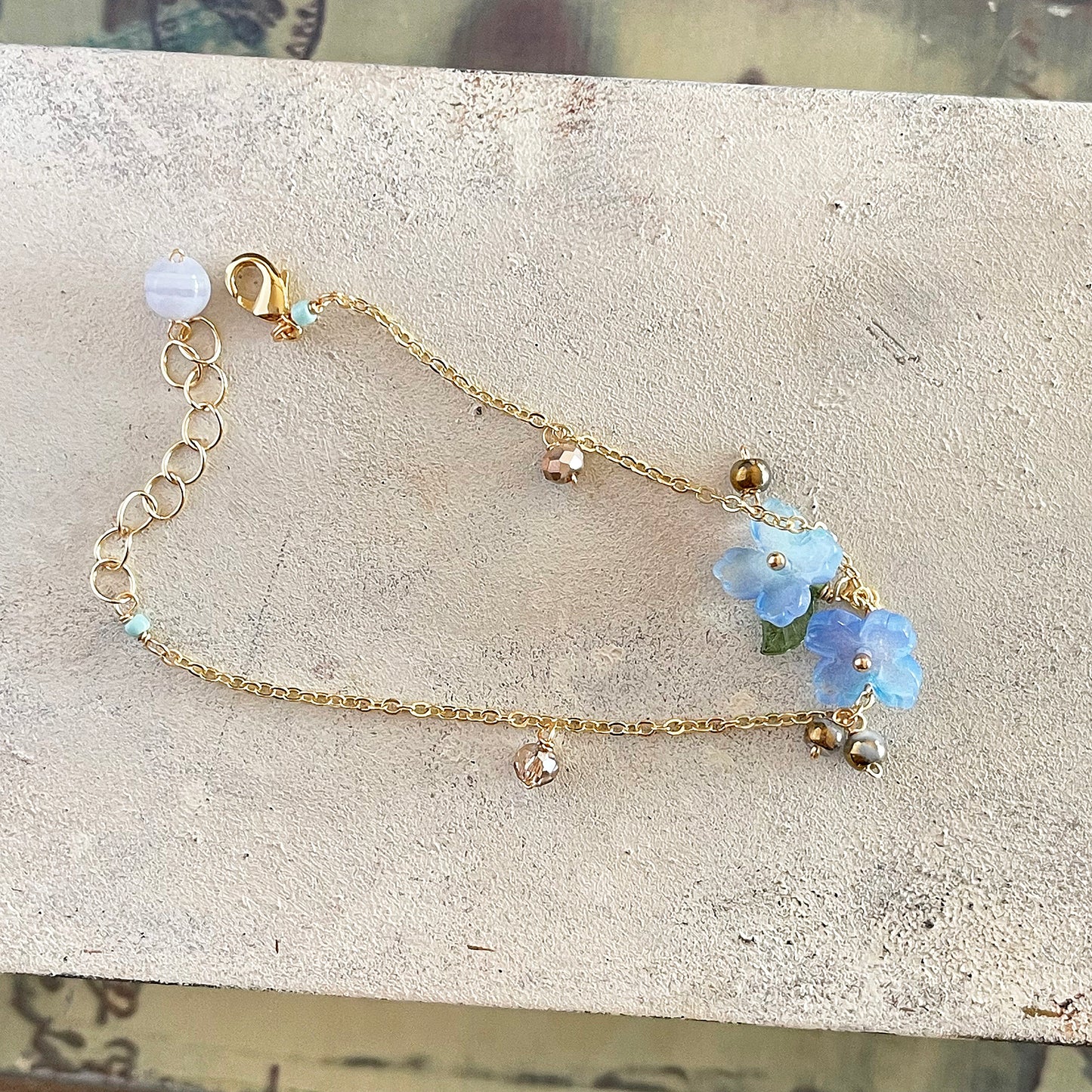 Cerulean Dew Blossom: Blue Hydrangea Bracelet