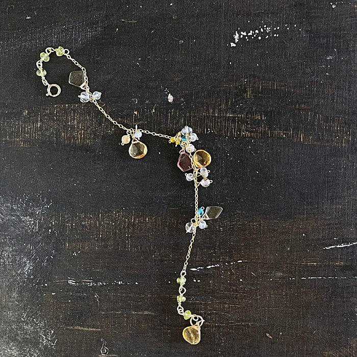 Citrine and Blue Apatite Chain Bracelet - 14KGF