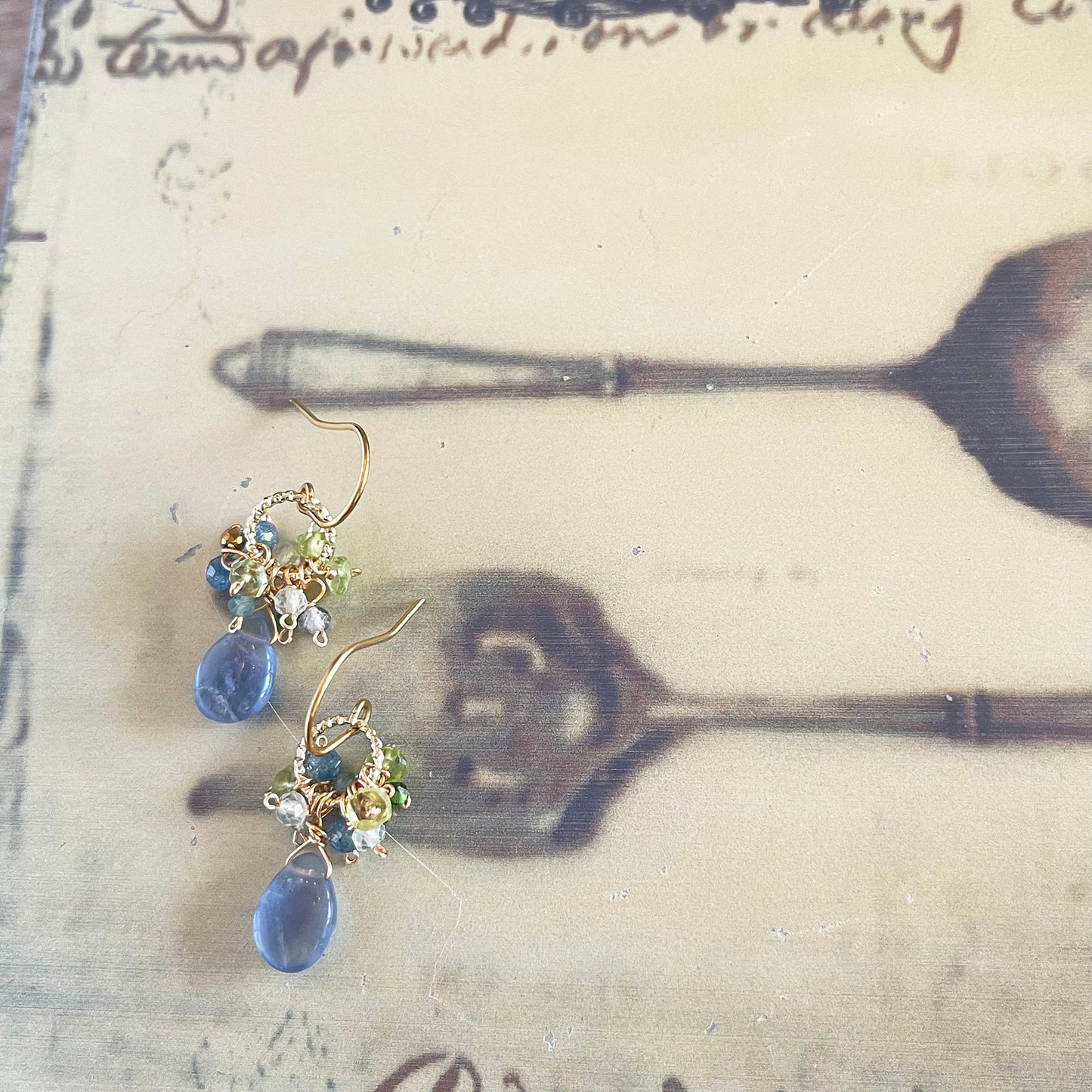 Azure Glint: Blue Fluorite Petit Earrings 14K Gold Fill