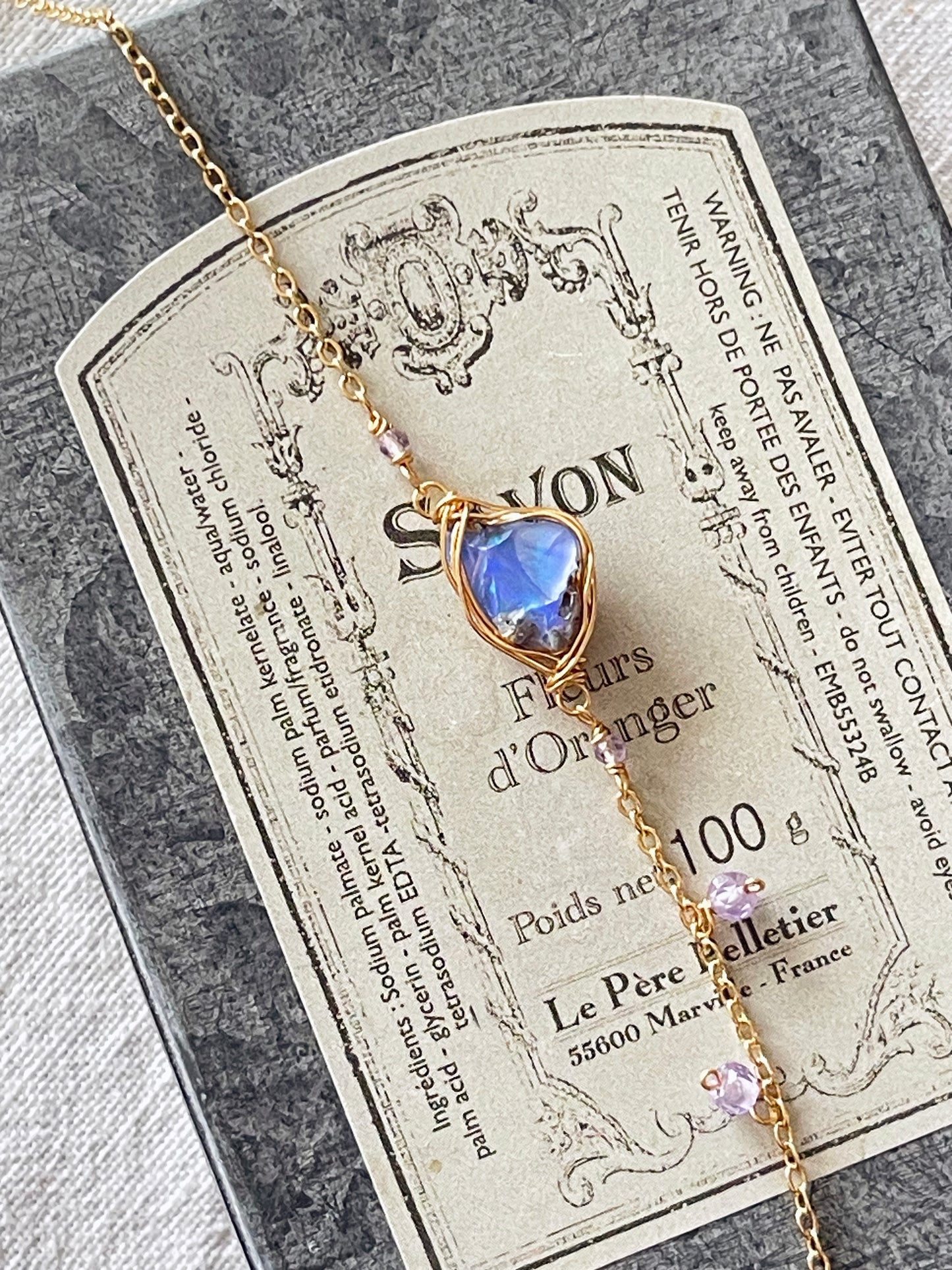 Ethereal Blue Opal: Raw Opal Wire-Wrapped Bezel Bracelet