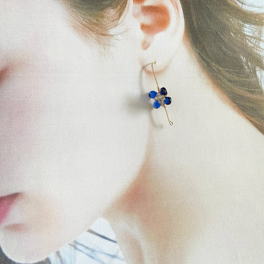 Cobalt Blue Hydro Quartz & Labradorite Flower Drop Earrings