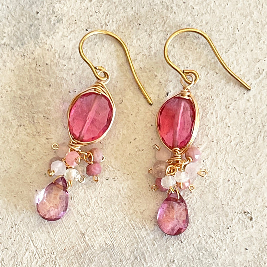 Fuchsia Bliss & Sunset Gradient Chandelier Earrings