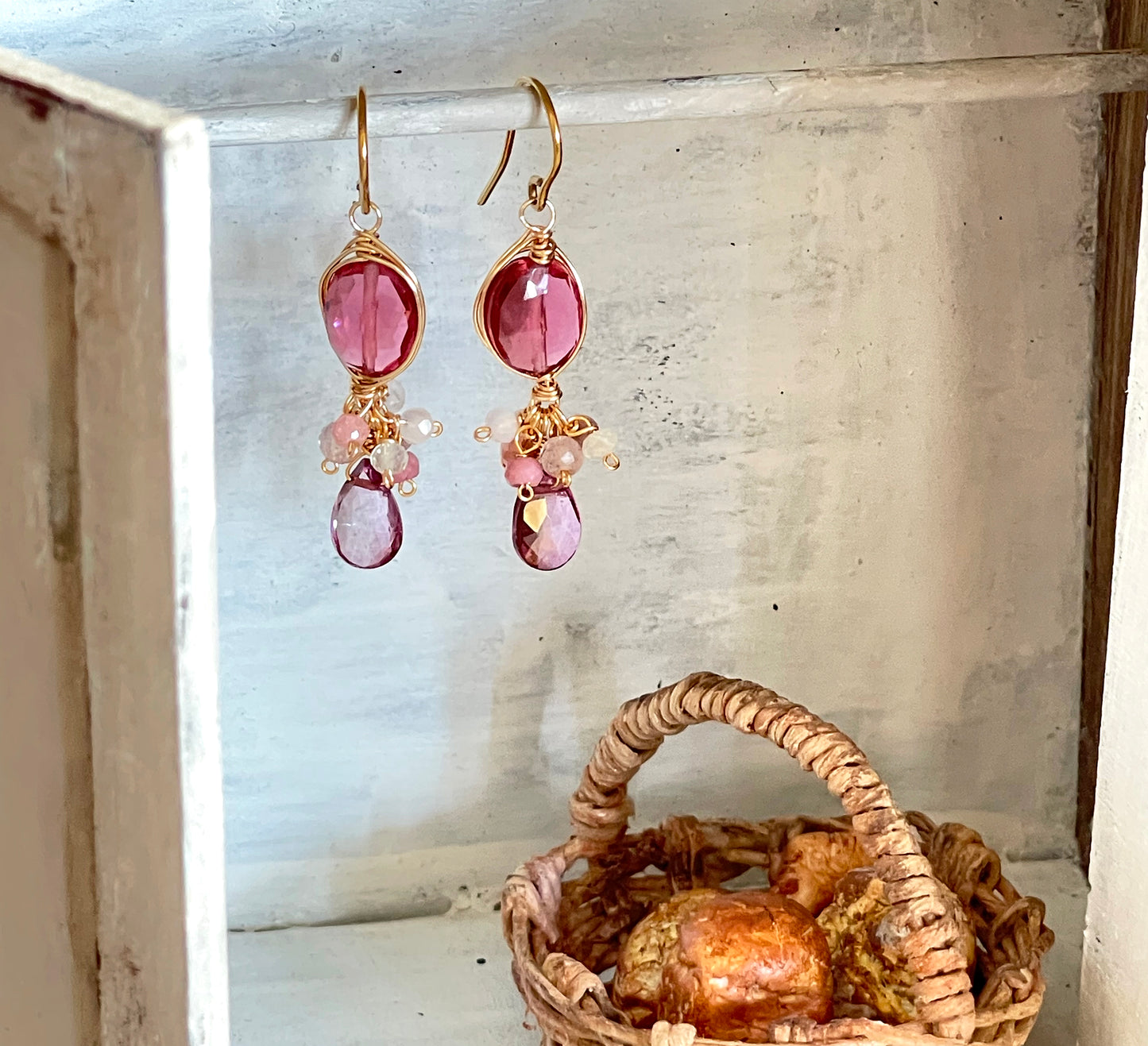 Fuchsia Bliss & Sunset Gradient Chandelier Earrings