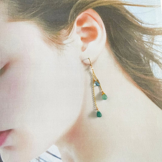 Rare Grandidierite & London Blue Topaz Dangle Earrings in 14k Gold Fill