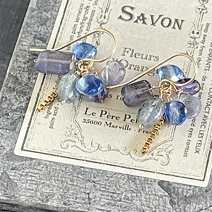 Kyanite and Iolite Blue and Blue Earrings - 14KGF