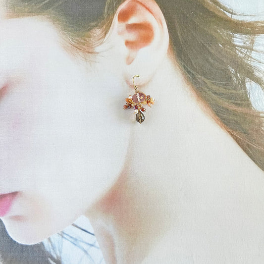 Pink Quartz & Garnet Petite Chandelier Earrings