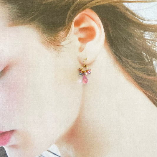 Radiant Bloom:Pink Topaz Glint Earrings