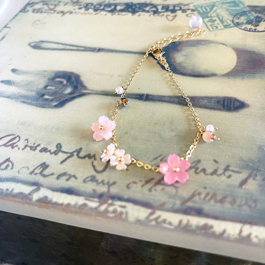Cherished Sakura Blossom: Multi-tonal Cherry Blossom Bracelet