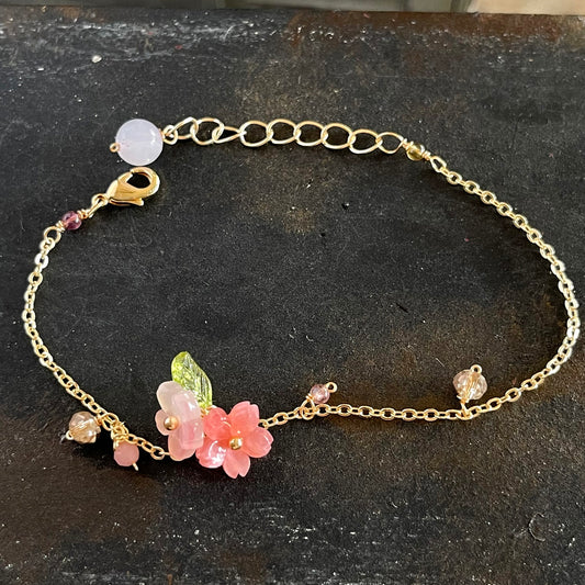 Spring Awakening Blossom:Sakura and Verdant Leaf Bracelet