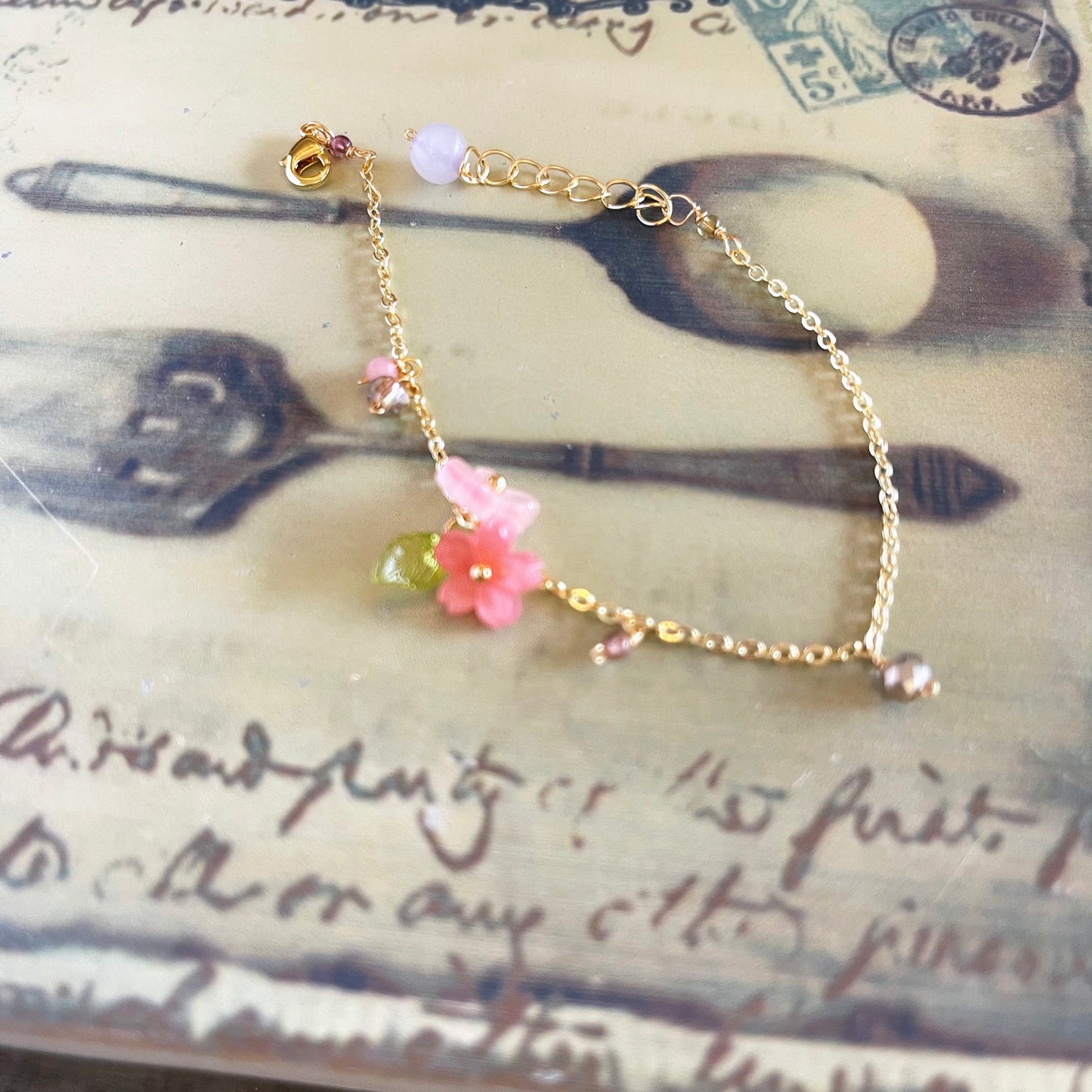 Spring Awakening Blossom:Sakura and Verdant Leaf Bracelet