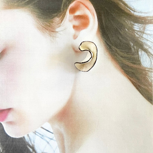 Wave Crest Statement Earrings: Hand-Sculpted Clay & Resin Finish