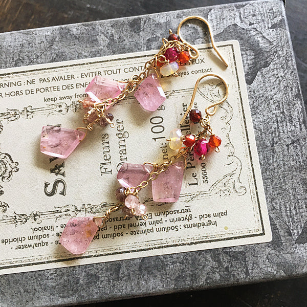 Ruby slice with red gemstone earrings  - 14KGF
