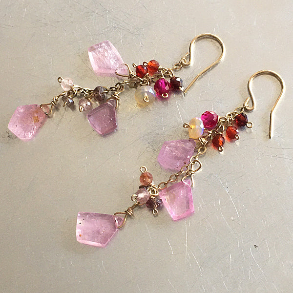 Ruby slice with red gemstone earrings  - 14KGF