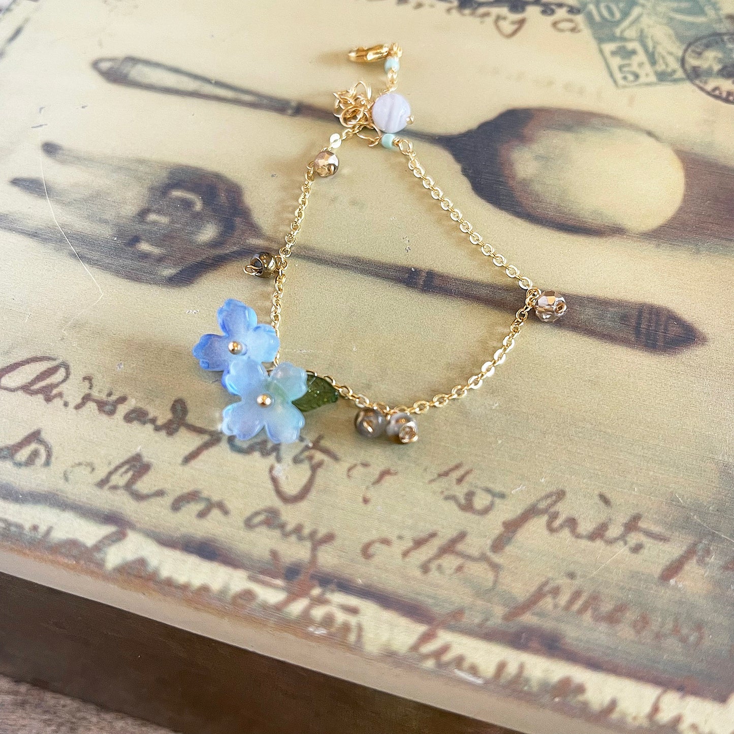 Cerulean Dew Blossom: Blue Hydrangea Bracelet