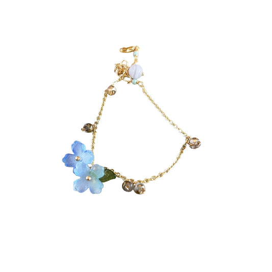 Cerulean Dew Blossom: Blue Hydrangea Bracelet