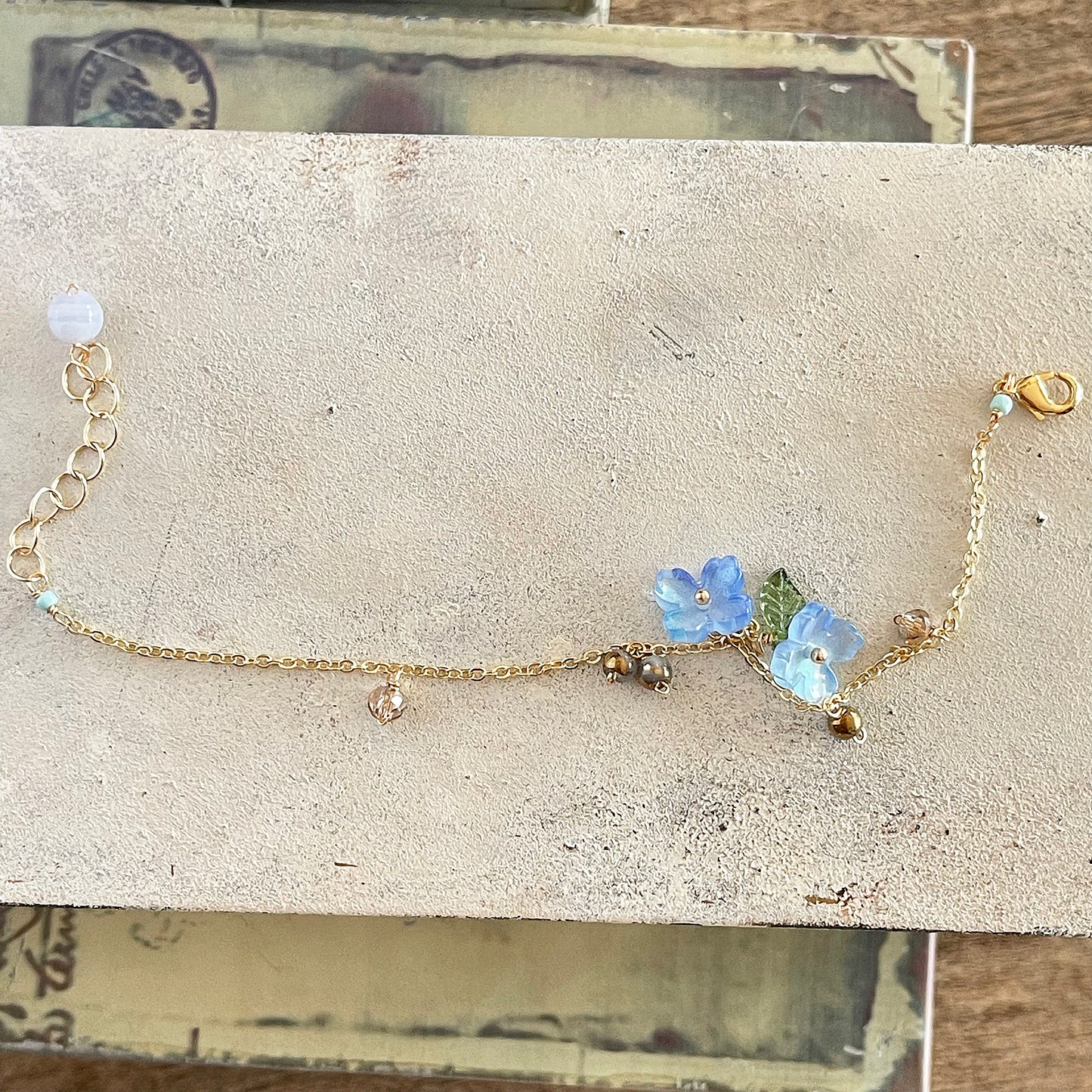 Cerulean Dew Blossom: Blue Hydrangea Bracelet