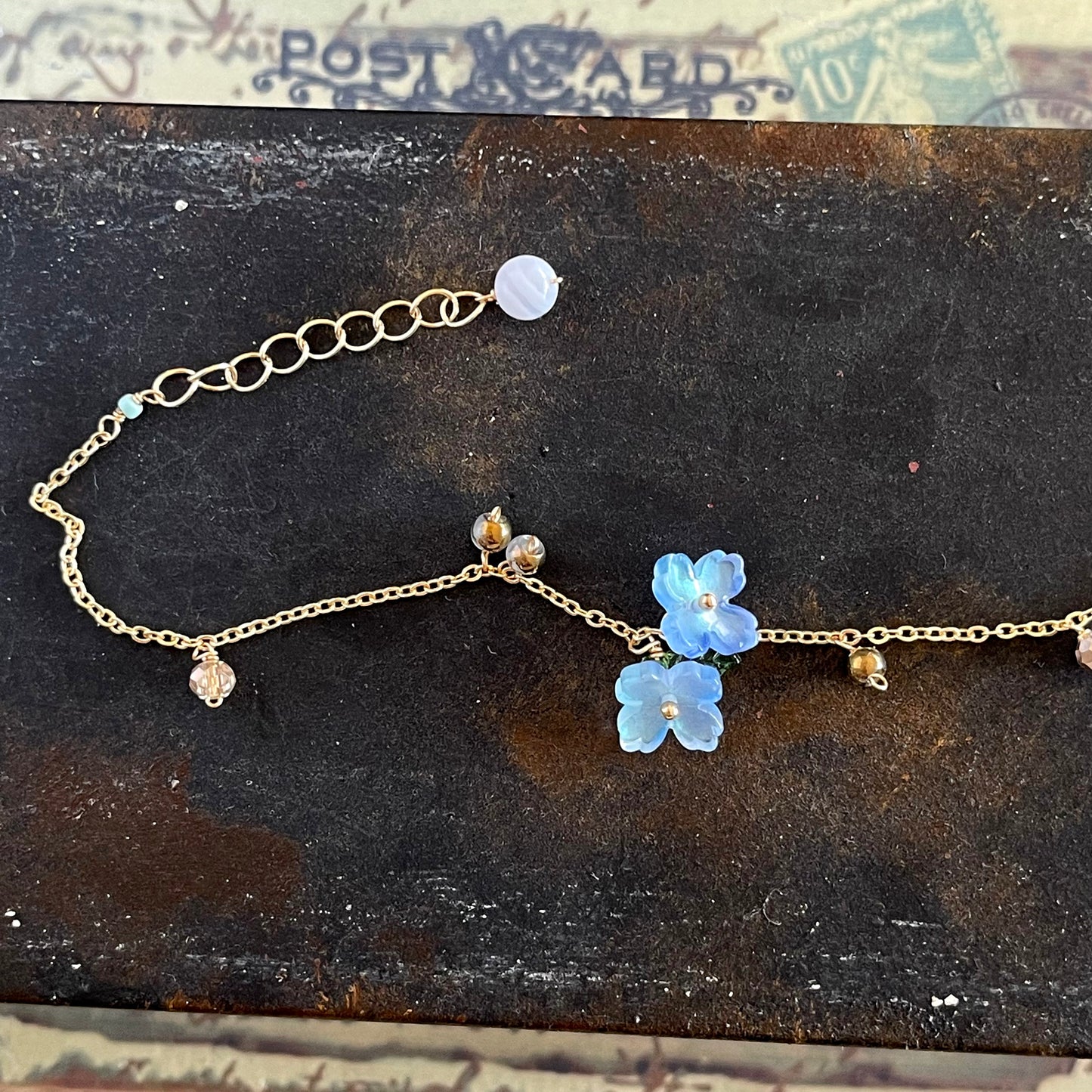 Cerulean Dew Blossom: Blue Hydrangea Bracelet