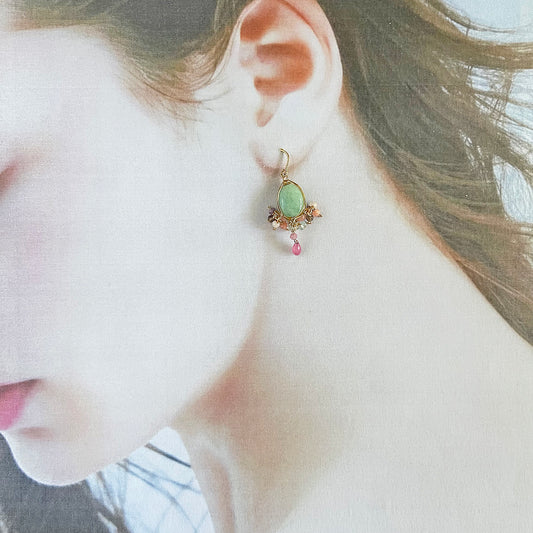 Amazonite & Pink Sapphire Chandelier Earrings
