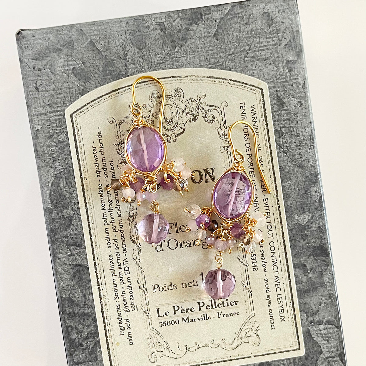 Pink Amethyst Sheer Gradient Chandelier Earrings in Surgical Stainless Steel (Hypoallergenic)