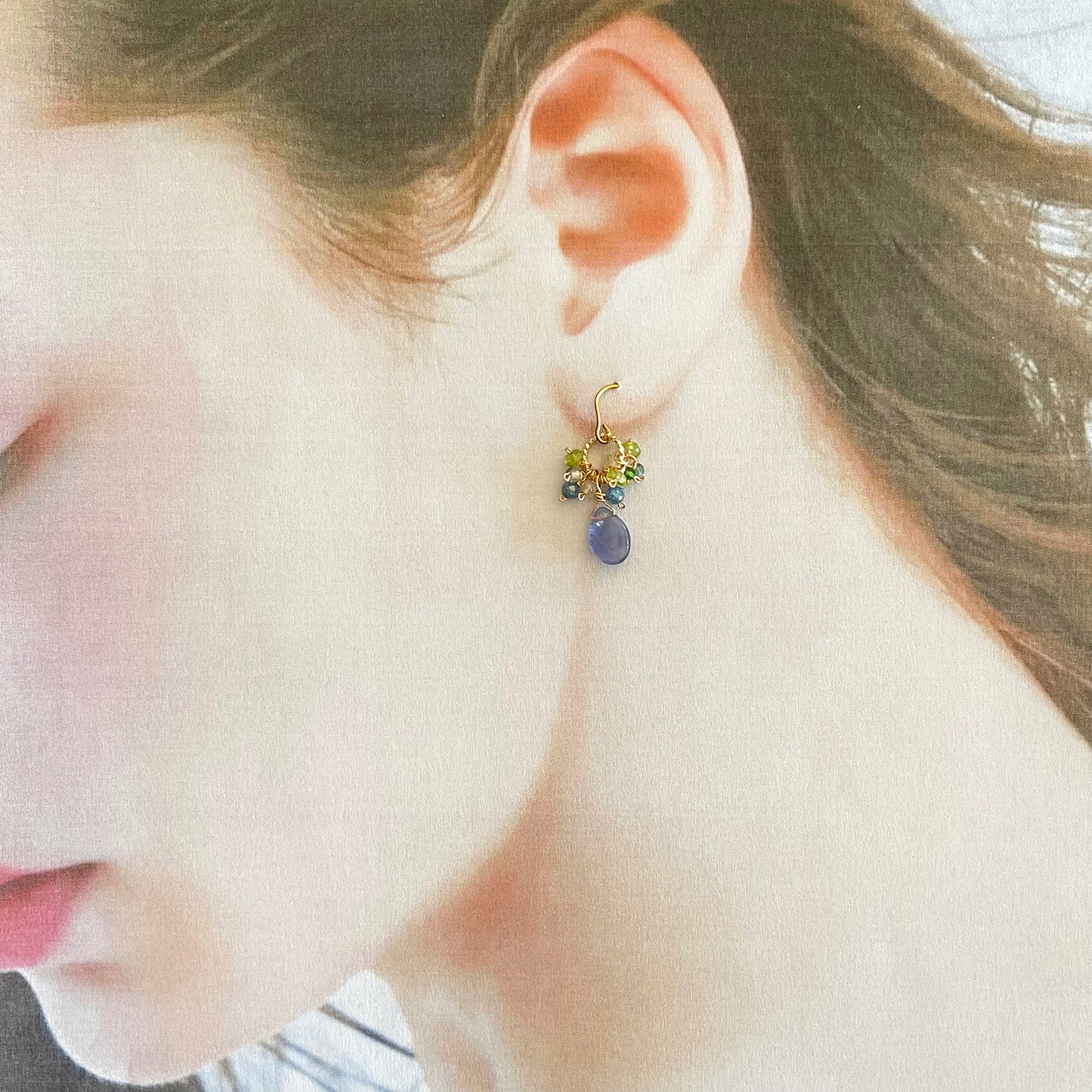 Azure Glint: Blue Fluorite Petit Earrings 14K Gold Fill