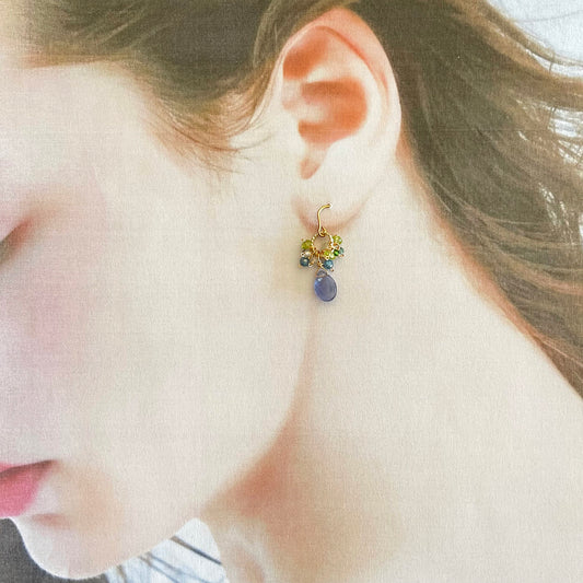 Azure Glint: Blue Fluorite Petit Earrings 14K Gold Fill