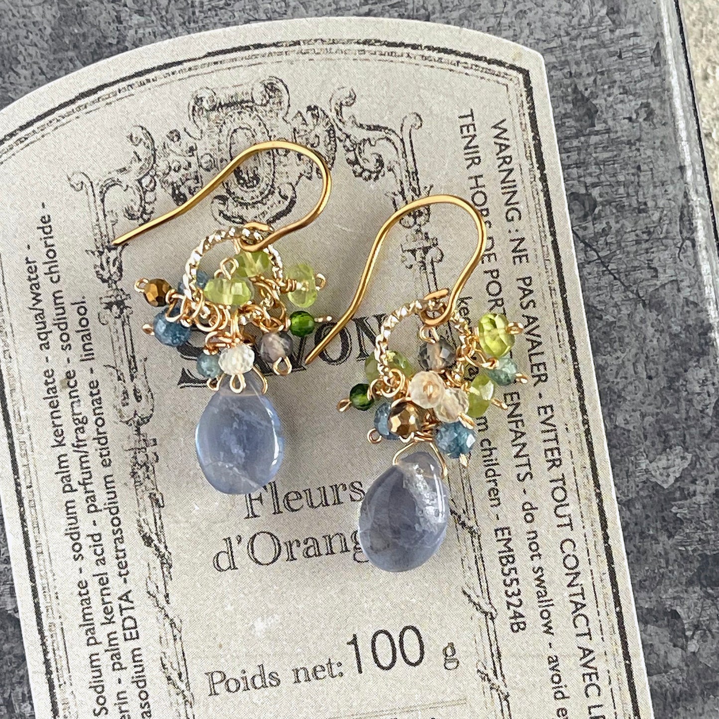 Azure Glint: Blue Fluorite Petit Earrings 14K Gold Fill