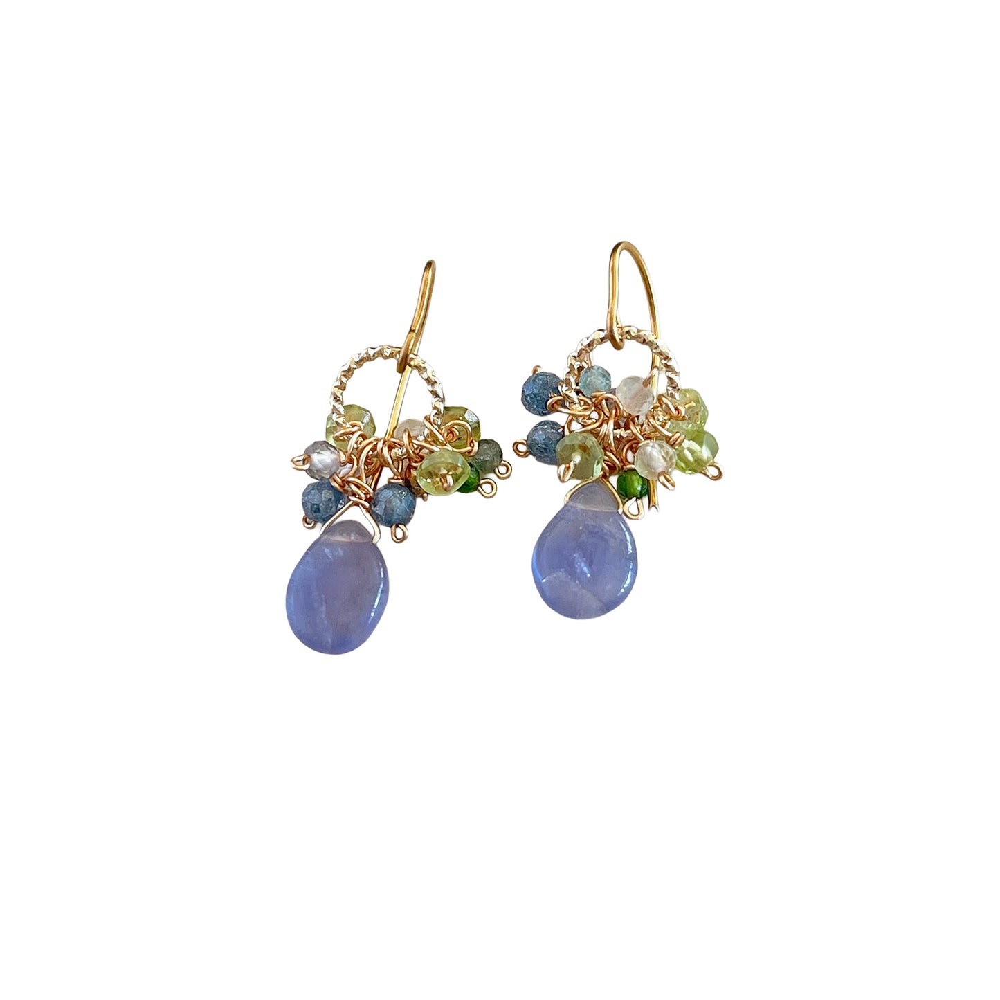 Azure Glint: Blue Fluorite Petit Earrings 14K Gold Fill