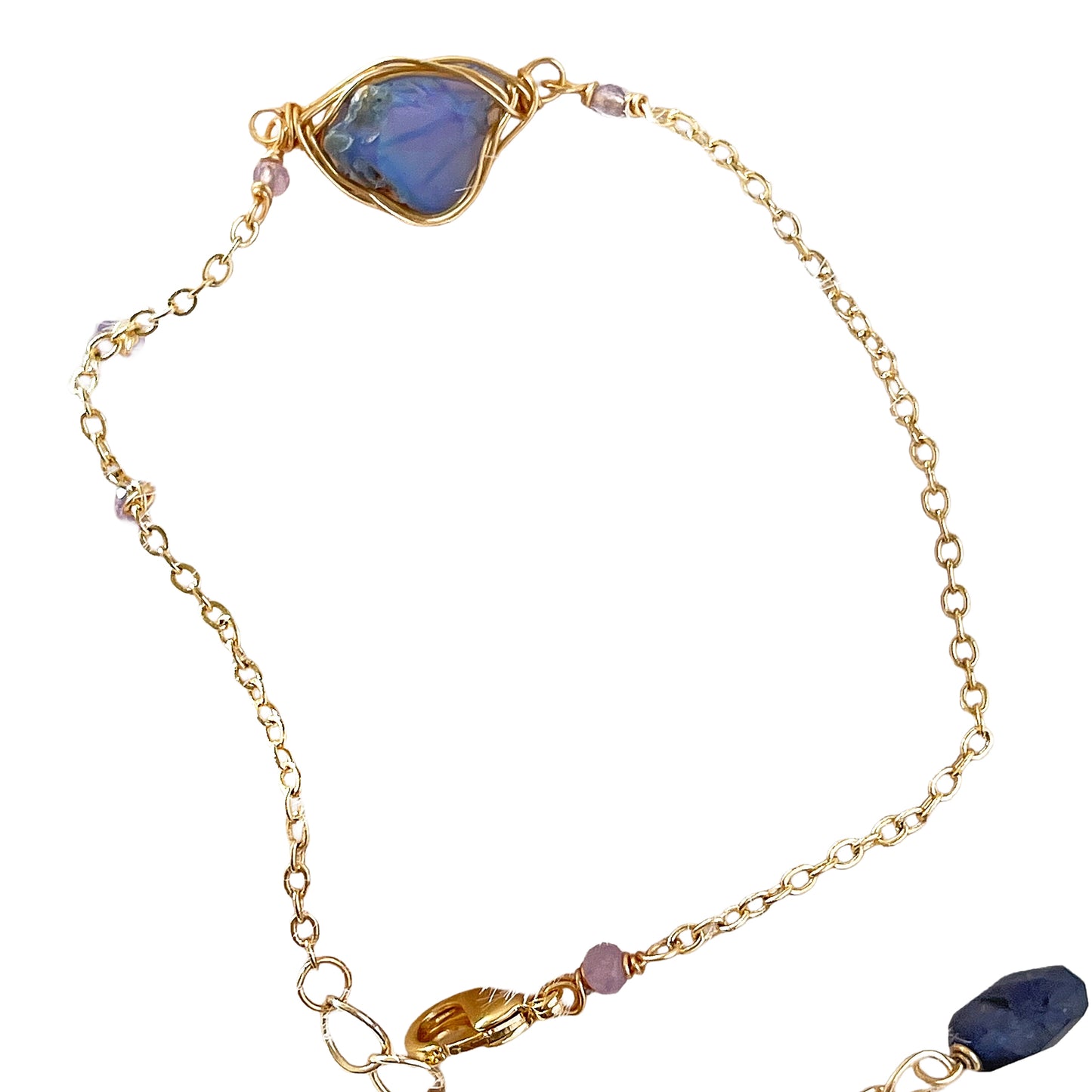 Ethereal Blue Opal: Raw Opal Wire-Wrapped Bezel Bracelet