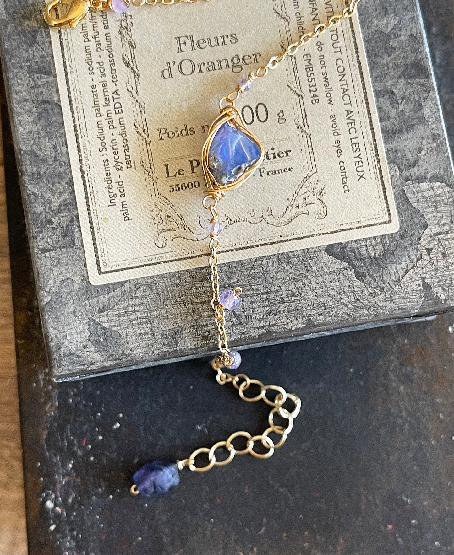 Ethereal Blue Opal: Raw Opal Wire-Wrapped Bezel Bracelet