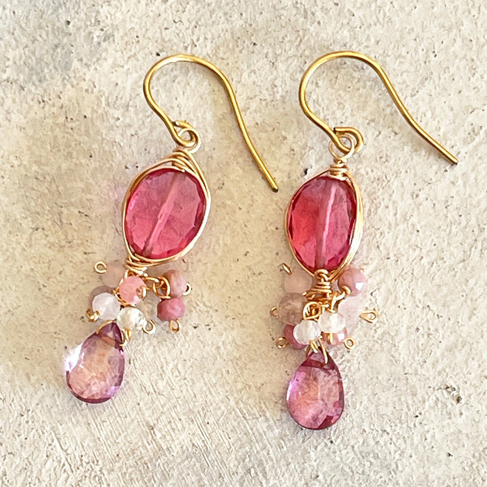 Fuchsia Bliss & Sunset Gradient Chandelier Earrings
