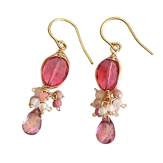 Fuchsia Bliss & Sunset Gradient Chandelier Earrings