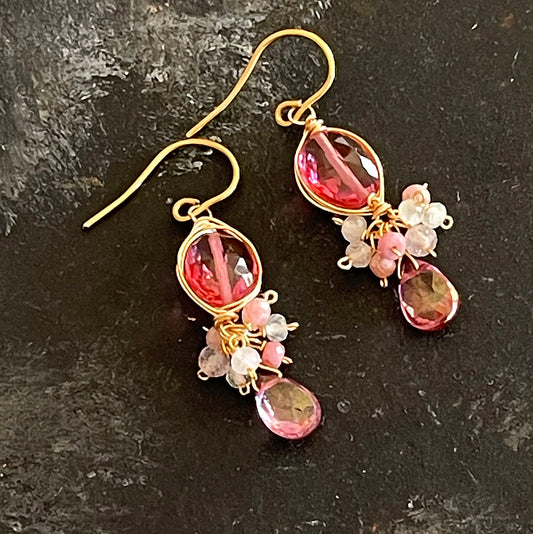 Fuchsia Bliss & Sunset Gradient Chandelier Earrings