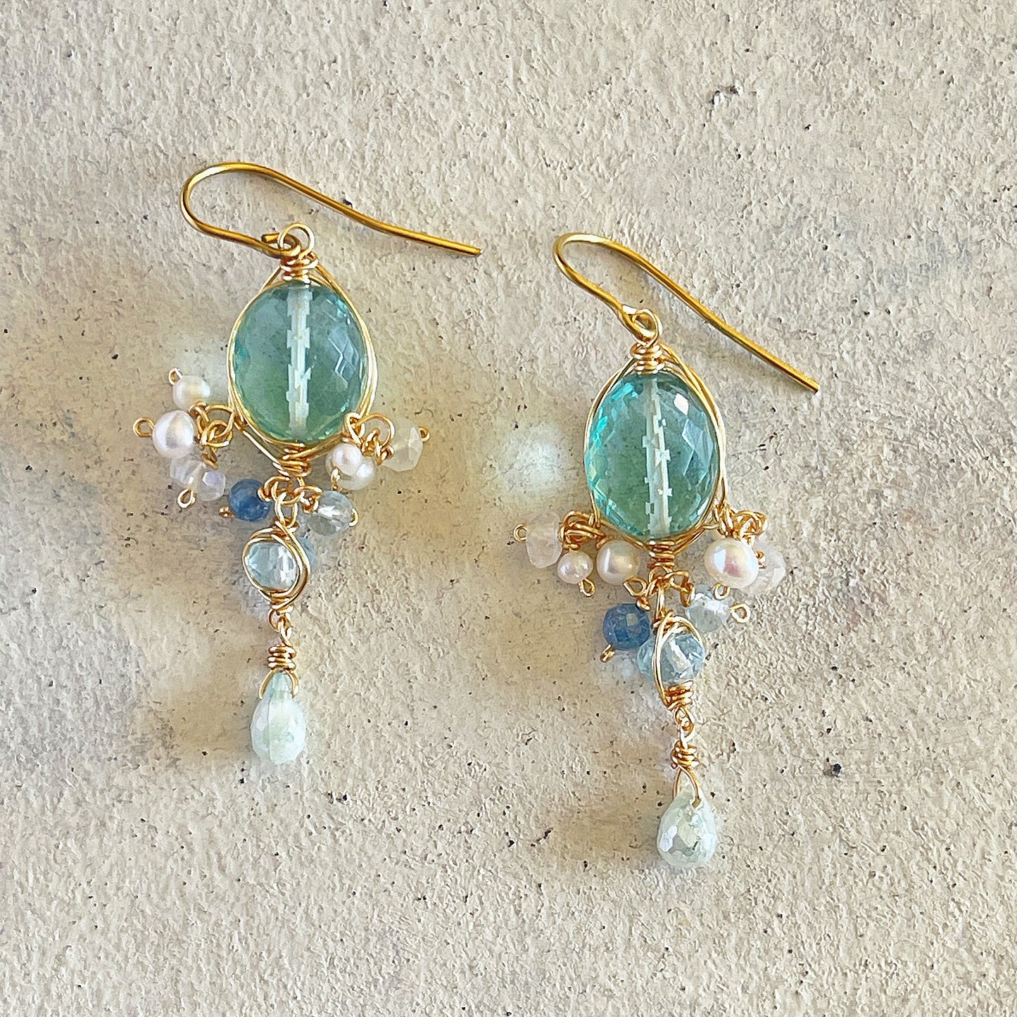 Gemstone Chandelier Earrings - "Morning Dew Chandelier" #2
