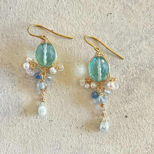 Gemstone Chandelier Earrings - "Morning Dew Chandelier" #2