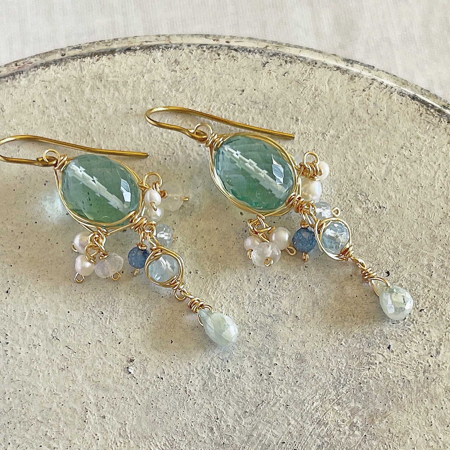 Gemstone Chandelier Earrings - "Morning Dew Chandelier" #2