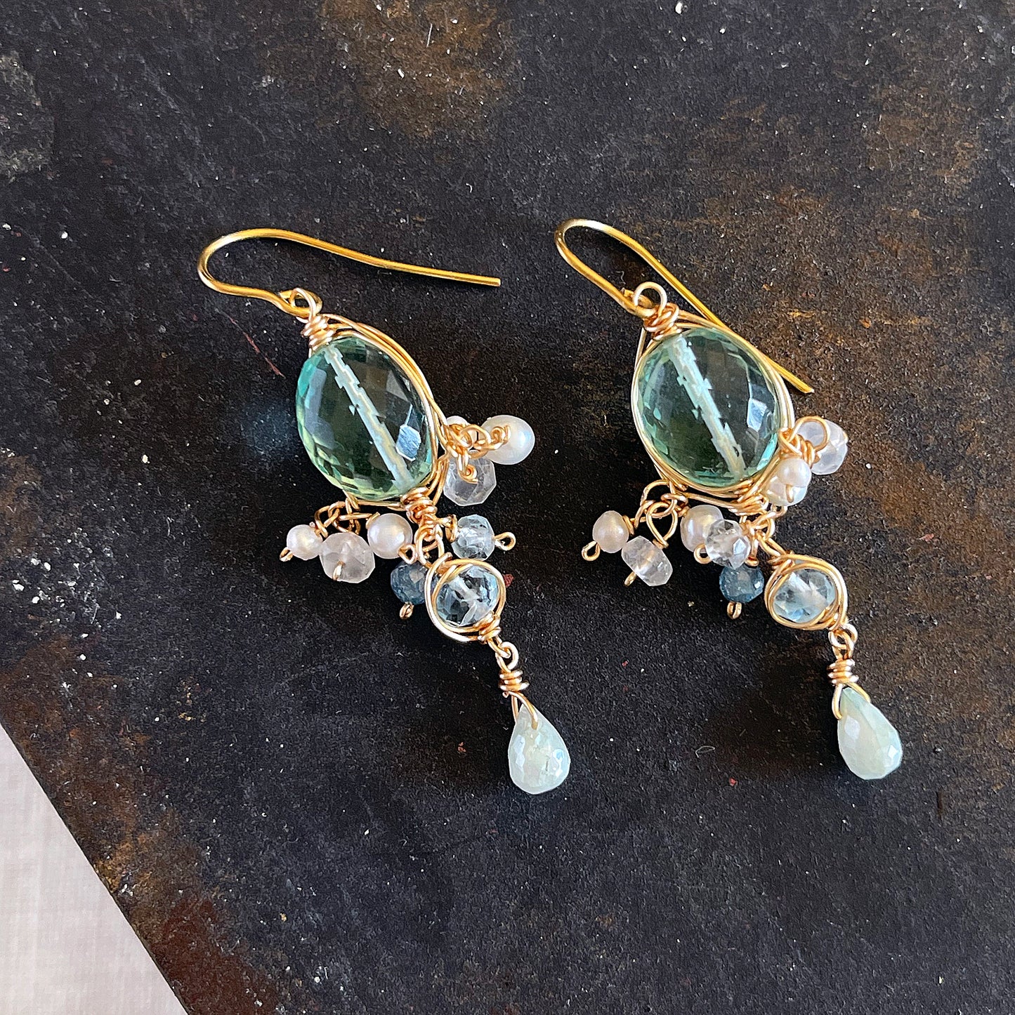 Gemstone Chandelier Earrings - "Morning Dew Chandelier" #2