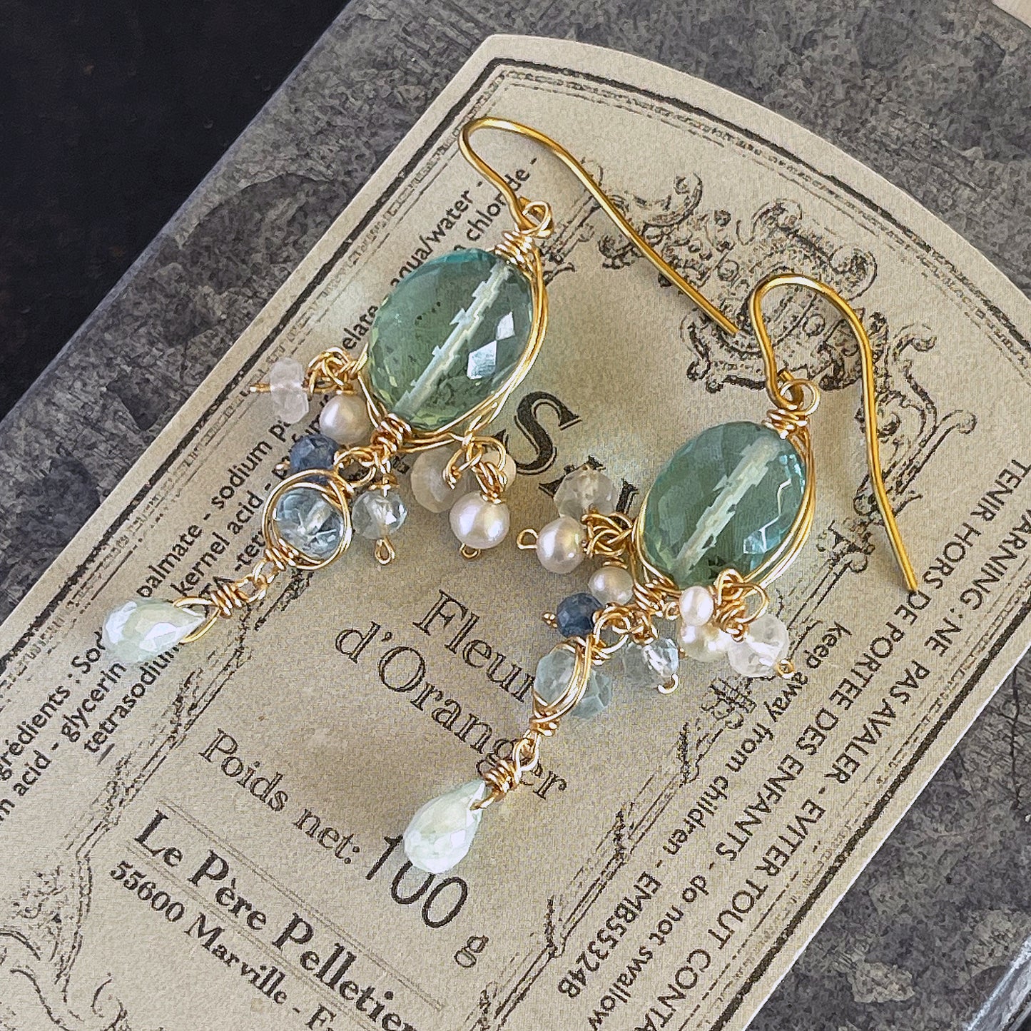 Gemstone Chandelier Earrings - "Morning Dew Chandelier" #2