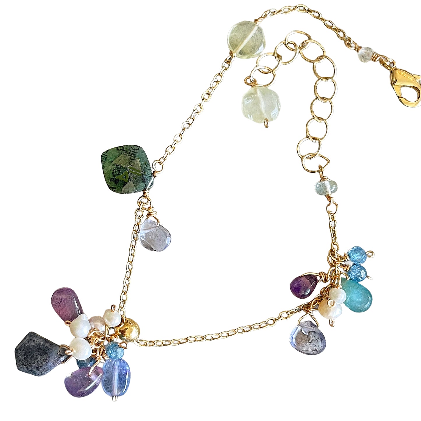 Adjustable Gemstone Bracelet with Sliding Charm Balance
