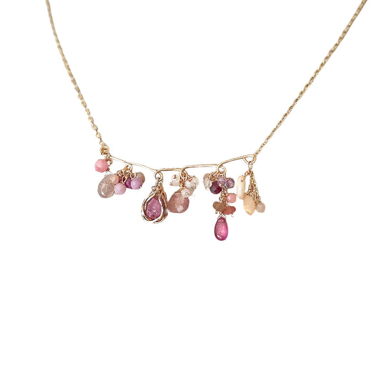 Rosy Garden: Pink Tourmaline, Ruby & Multi-Gemstone Bar Necklace