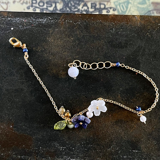 Indigo & Dew Blossom: Platycodon & Nemophila Bracelet
