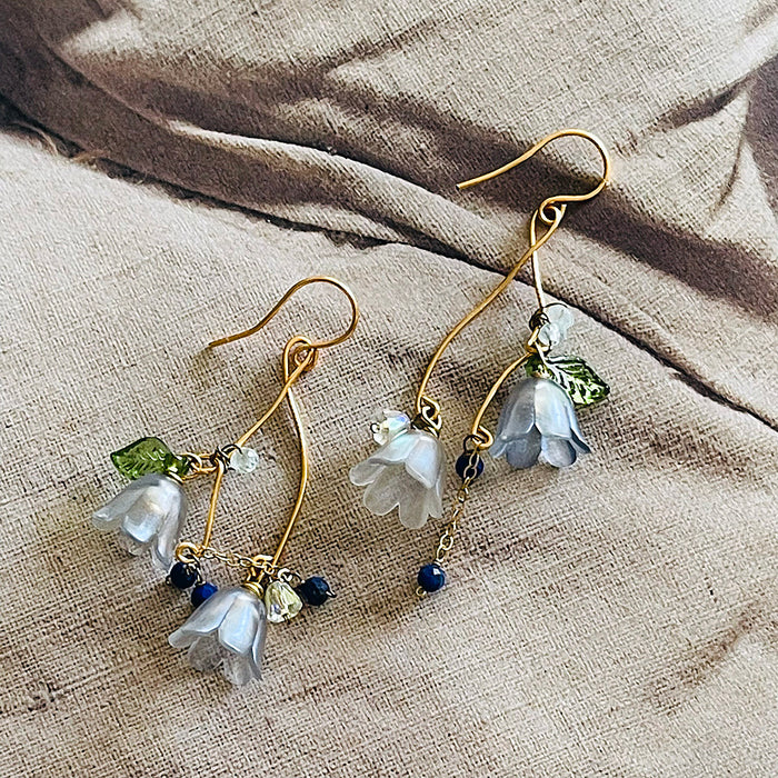 Lily of the Valley Earrings - Blue gradation