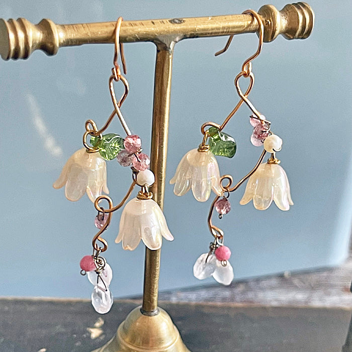 Lily of the Valley Earrings - Pale Pink