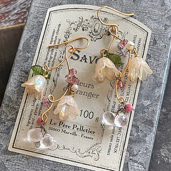 Lily of the Valley Earrings - Pale Pink