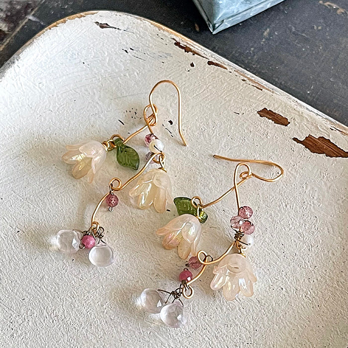 Lily of the Valley Earrings - Pale Pink