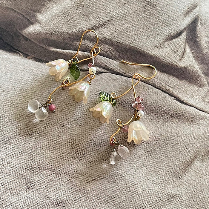 Lily of the Valley Earrings - Pale Pink