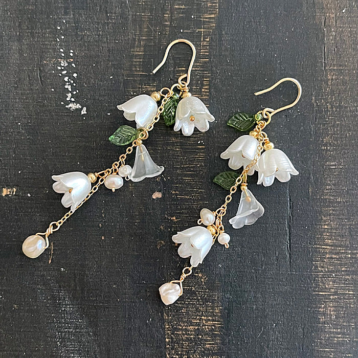 Lily of the Valley Earrings -White