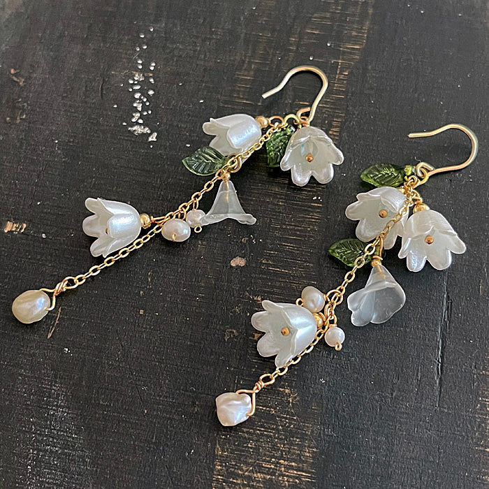 Lily of the Valley Earrings -White