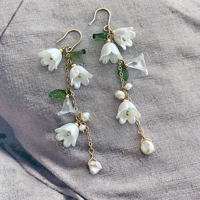 Lily of the Valley Earrings -White