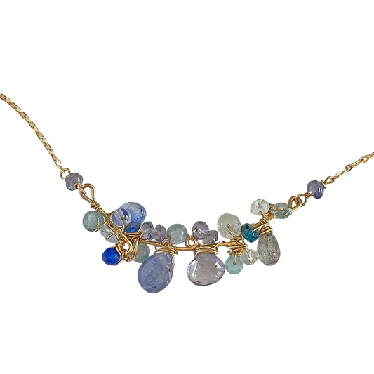 Ocean Whisper: Tanzanite, Kyanite & Iolite Gemstone Necklace