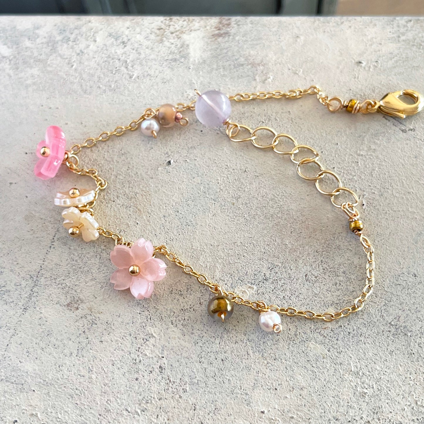 Cherished Sakura Blossom: Multi-tonal Cherry Blossom Bracelet